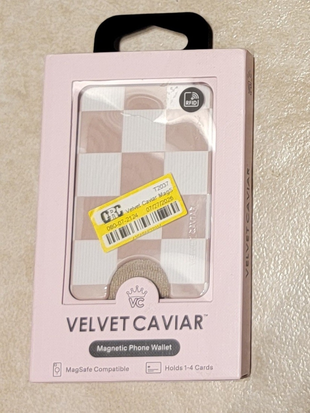 Velvet Caviar Nude Vibe Checkered, Magnetic Phone Wallet - MagSafe Ready